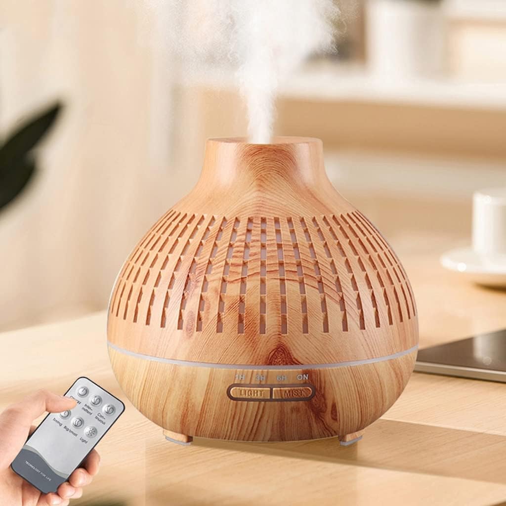 Aroma Diffuser Electric Humidifier Air Humidifier Remote Control Cool Mist Maker Fogger Essential Oil Diffuser LED Lamp(white-Patch five-pointed star4)