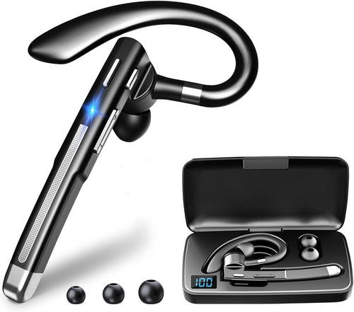 Alinch Bluetooth Headset V5.3 Bluetooth Headphones Bluetooth Earpiece with Microphone ENC Noise Cancelling Wireless Headset with Long Battery Display Charging Case for iPhone/Android