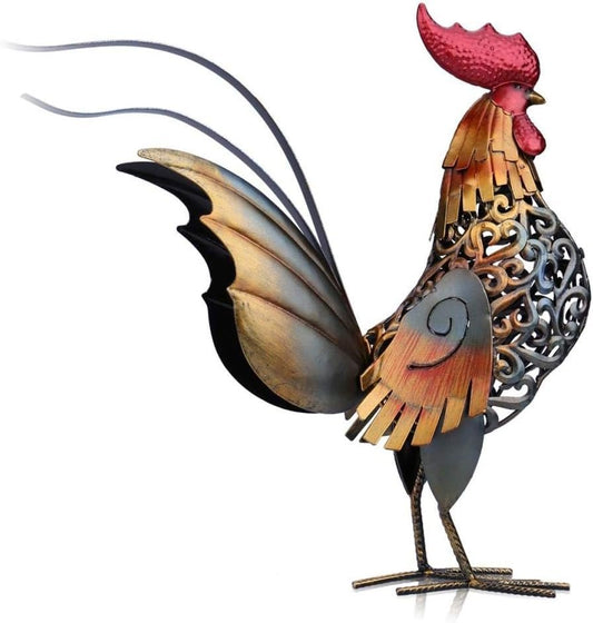 DERBUT Garden and Gardening Metal Sculpture Rooster Decoration Home Decor Iron Animal Art