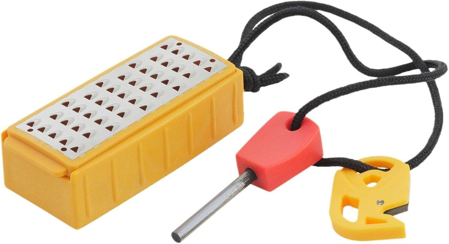 Kulywon MagnesiumFire StarterWaterproof Backcountry Camping Hiking Hunting Backpacking Outdoor SurvivalFire Striker Kit PackPal TinderMaker Rechargeable Lamp Camping (Yellow, One Size)