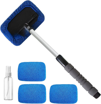 Microfiber Windshield Cleaner, Extendable Handle Tool, Interior Towel Brush, Lightweight Detailing Brush, for Automotive, Home Mirrors, Floor Cleaning, 49cm/19.29 inches