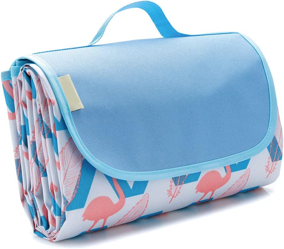 Outdoor & Picnic Blanket Beach Mat Extra Large Sand Proof and Waterproof Portable Beach Mat for Camping Hiking Festivals,145 * 200cm Foldable and Lightweight (Flamingo)