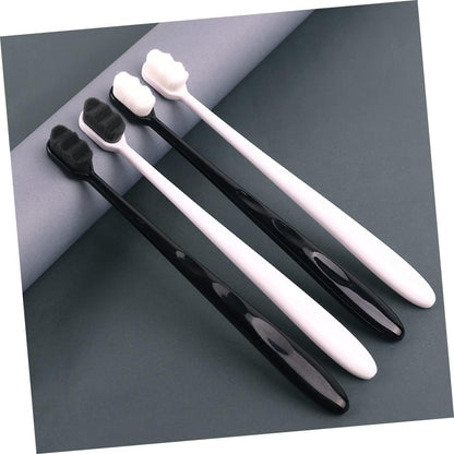 IWOWHERO Black Hair White Handle Bristle Toothbrush Micro-nano Oral Care Tool Ergonomic Design Anti-slip Teeth Cleaning