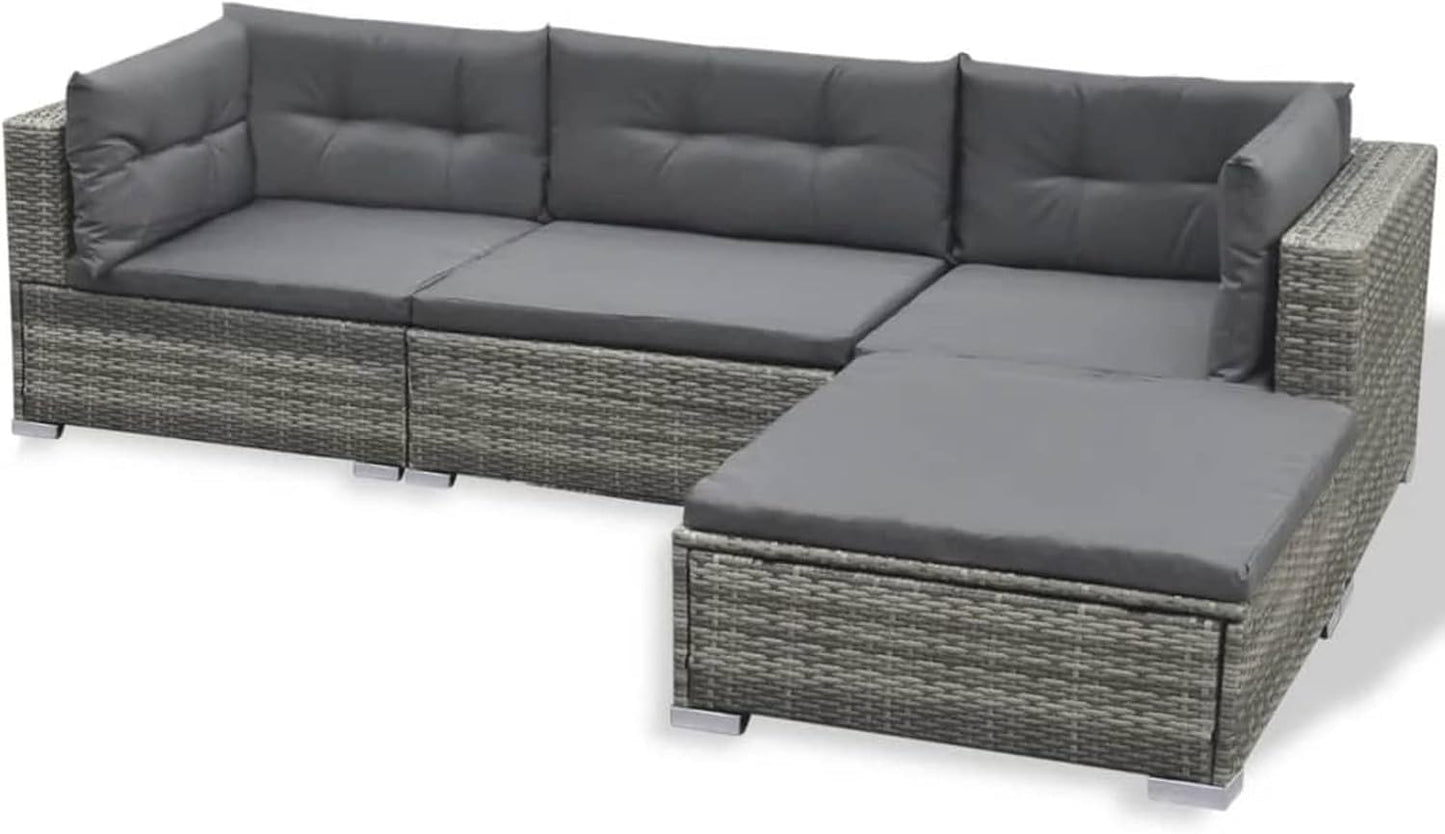 Homgoday Set Divani da Giardino 6 pz con Cuscini in Polyrattan Grigio, Lettini Prendisole, Divano Letto Mobili, Lettini da Giardino, Lettino da Piscina da Giardino per Esterno Piscina