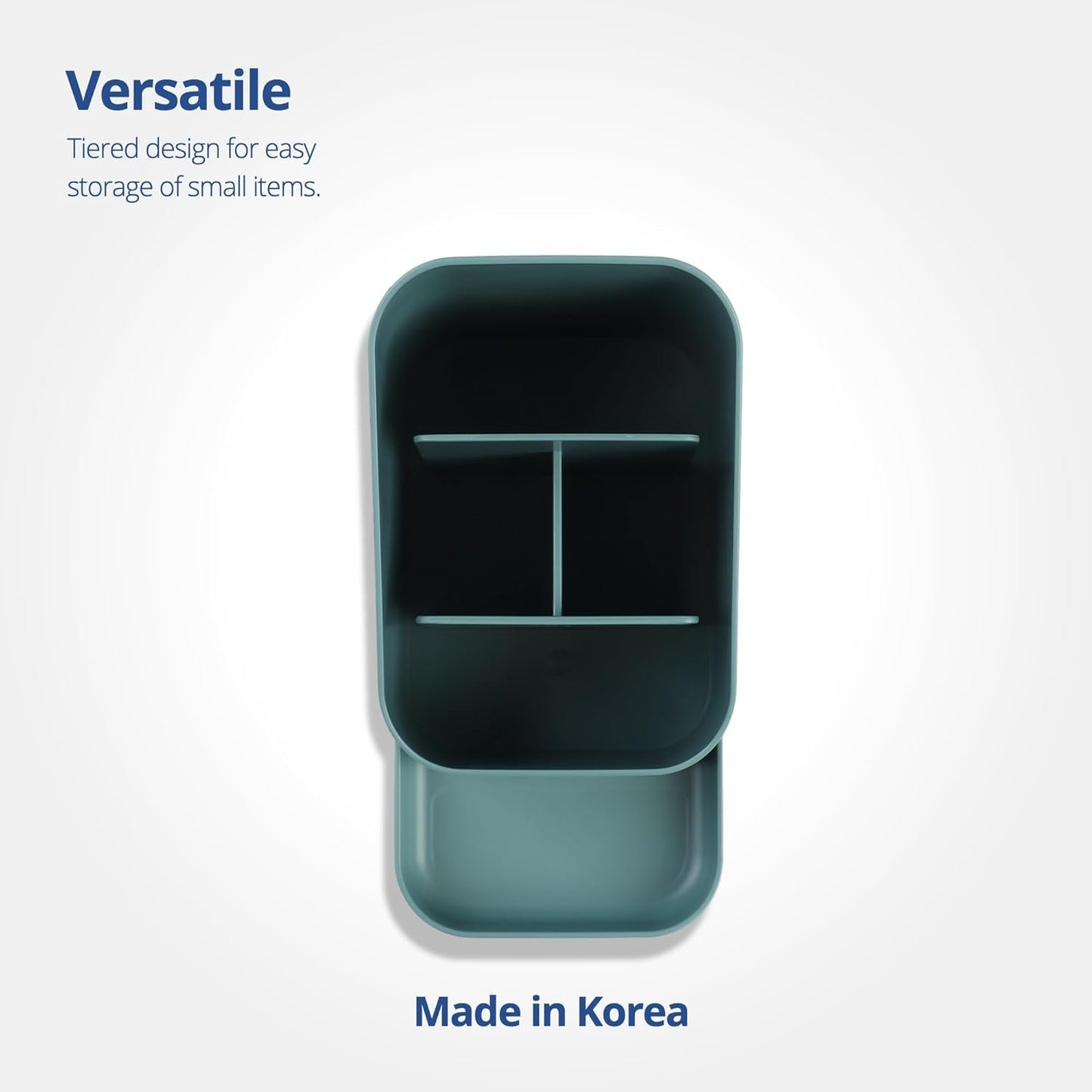 Blue Ginkgo Desk Holder – Korean-Made Office Organizer for Pencils, Pens, Notes, and Desk Supplies (Green)