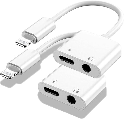 [Apple MFi Certified] 2 Pack Lightning to 3.5mm Headphone Jack Adapter for iPhone,2 in 1 AUX Audio + Charger Splitter Dongle Compatible with iPhone 14/13/12/11/XS/XR/X/7 8/Pad, Support All iOS System