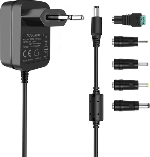 TKDY 18V 1A 18V 1000mA 800mA 750mA 500mA 400mA Power Adapter with 5 Tips for Most 18V Electronic Devices Positive Center