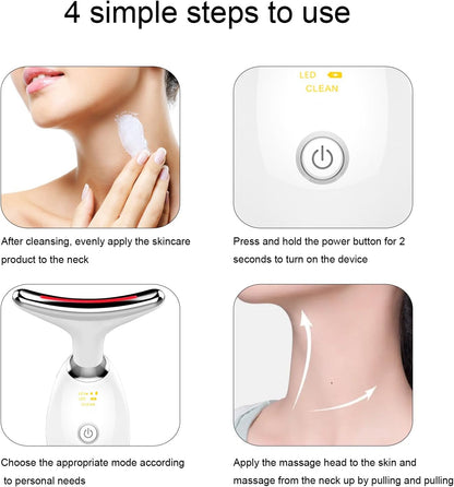 Facial and Neck Massager，7 Color Led Light Therapy for Face and Neck, Multifunctional Facial Skin Care Tools,Beauty Device for Home Use