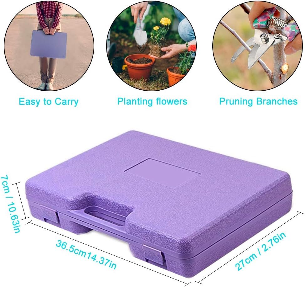 Garden Tool Set, Jhua 10 Pieces Gardening Tools with Carrying Case, Ergonomic Handle Trowel Rake Weeder Pruner Shears Sprayer, Garden Hand Tools Gardening Gifts for Women Men (Purple)