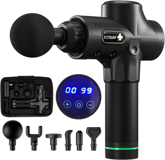 Yotsuba Massage Gun Deep Tissue, Handheld Electric Muscle Massager, High Intensity Percussion Massage Device for Pain Relief with 6 Attachments & 30 Speed(Black)
