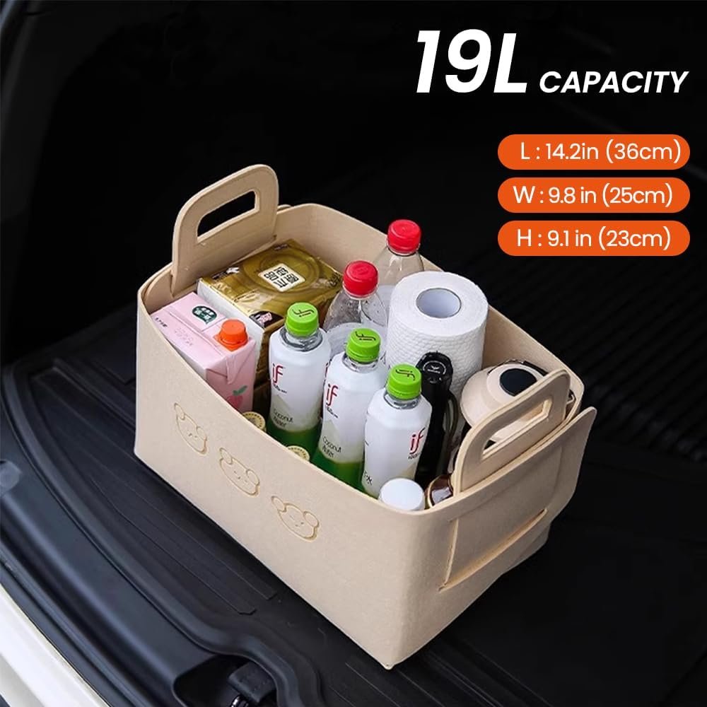 SURDOCA Felt Car Trunk Organizer - 19L Storage Box, Lightweight & Durable, Foldable Car Organizers and Storage - Multi-Purpose Auto Storage Bin for Car, and Home Use