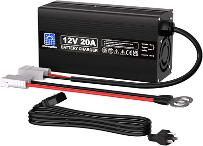 ECO-WORTHY 20A Battery Charger 12V Lithium LifePO4 Battery Charger 14.6V Automatic Smart & Maintenance for Deep Cycle Battery Boat RV
