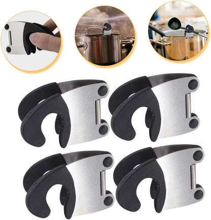 4Pcs Anti-Scald Side Clip Pot Spoon Holder Clips Pot Clips Silicone Ladle Holder Kitchen Spoon Holder for Pot Spoon Rest for Home Pot