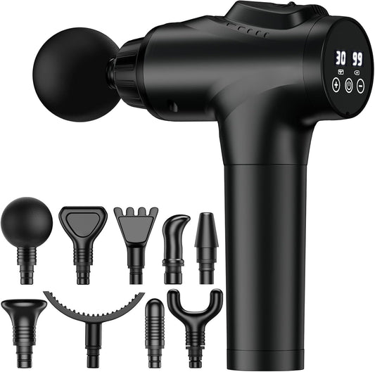 APHERMA Massage Gun, Muscle Massage Gun for Athletes Handheld Deep Tissue Massager Tool 30 Speed Levels 9 Heads