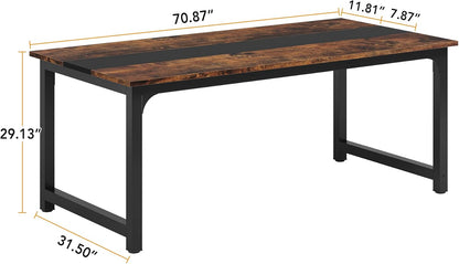 Tribesigns 71"x31.5" Dining Table, Industrial Kitchen Table for 6-8 Person, Rectangular Dinner Table for Dining Room Kitchen Living Room, with Heavy Duty Metal Legs, Brown