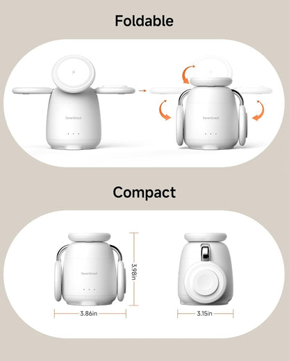SwanScout Wireless Charging Station for MagSafe, SwanScout 707M, 3 in 1 Magnetic Wireless Charger Stand for iPhone 16/15/14/13/12, 5W Fast Charger for Apple Watch Series 10/9/8/7,Airpods (White)
