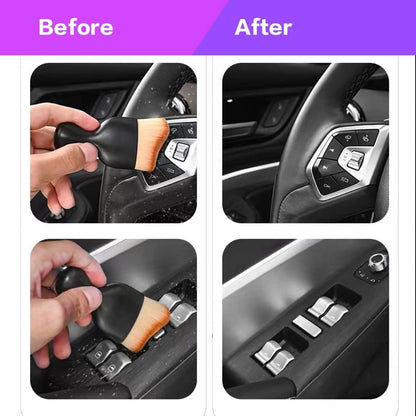 Car Interior Detailing Brush,Soft Bristle Cleaning Brush Car Detailing Brush Dusting Brush,Car Interior Cleaning Tool,Auto Detail Brush Car Dash Duster Brush (Black&White with Cap)
