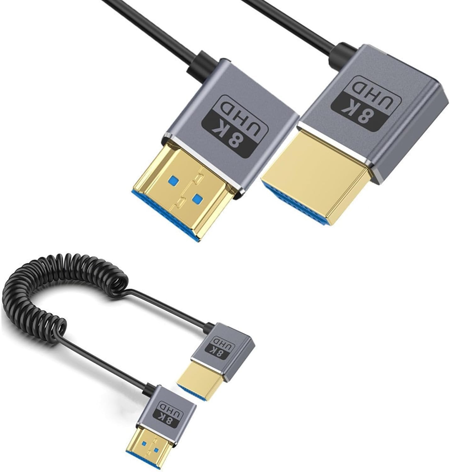 XEGZLH 2.1 Version Coiled Video Cord 8K@60Hz Extension Cable 48Gbps for 1080p Video Streaming Line Extension Line