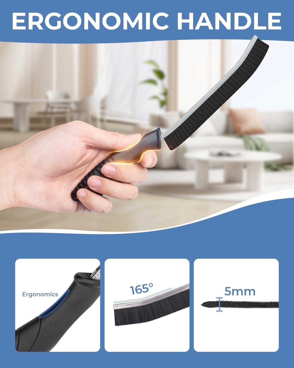 Cleangor Crevice Cleaning Brushes, Cleaner Scrub Brush Tool for Hard to Reach Tight Space, Home Essentials, Cleaning Supplies for Shower, Bathroom, Kitchen, Toilet, Window