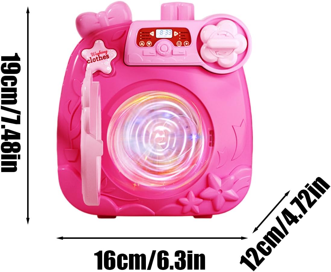ccuzs Kids Washing Machine, Interactive Pretend Play Washer and Dryer, Miniature Educational Toy with Accessories for Girls and Boys, Material: ABS, 8.58x4.33x8.94in