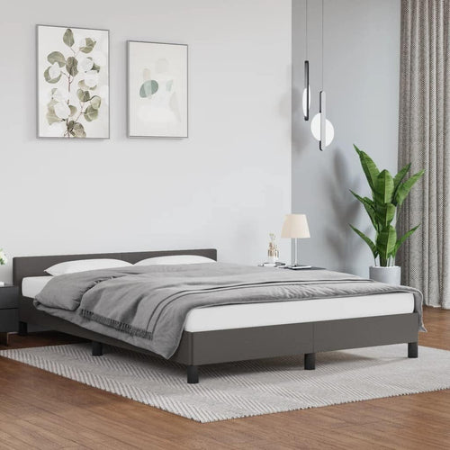 JUNZAI Giroletto con Testiera Grigio 140x200 cm in Similpelle,Mobili,Letti e Accessori,Letti e telai per Letti