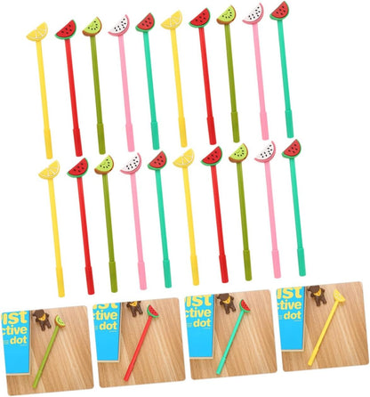 TEHAUX 20pcs Gel Pens Fruit Pattern Student Writing Essentials Ergonomic Design Present for Boys and Girls