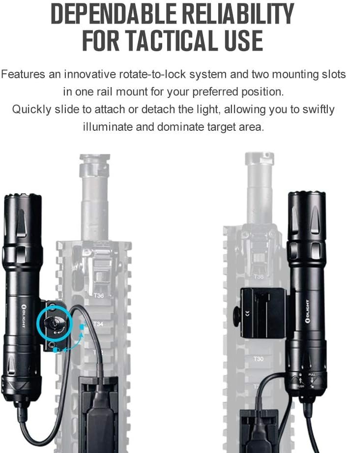OLIGHT Odin 2000 Lumens Rechargeable Tactical Flashlight, Flashlight with Magnetic Remote Switch, Picatinny Rail Mounted Light 300 Meters Long Distance (Black)