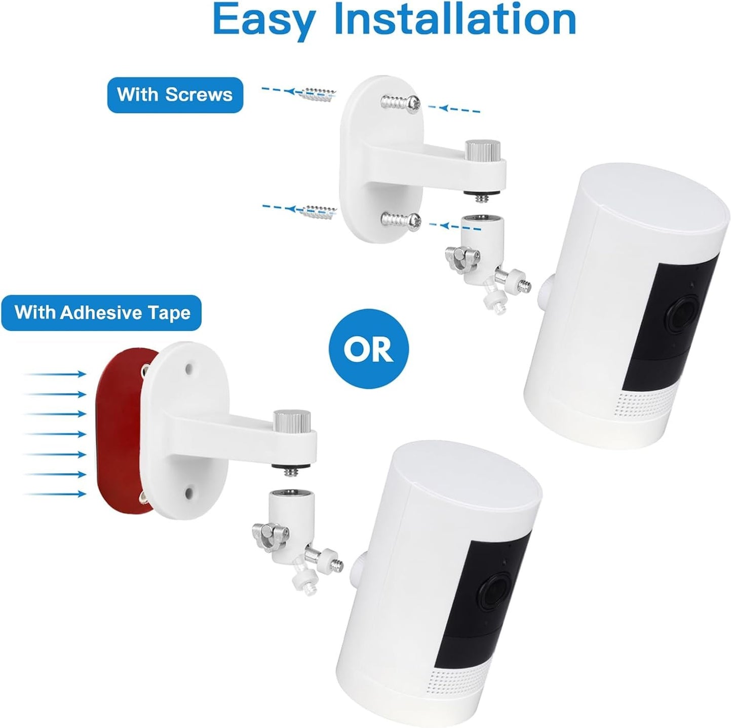 2Pack Adjustable Security Wall Mount Bracket for Ring Stick Up Cam & Indoor Cam (1st Gen), Perfect View Angle for Surveillance Camera System - White