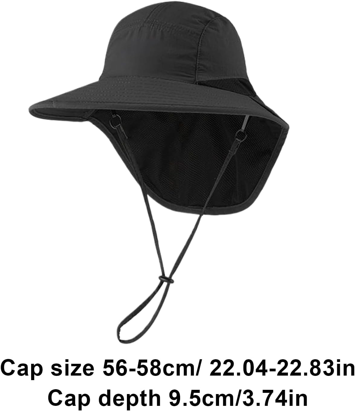 Sun Protection Hat, Adjustable UV Bucket Cap with Neck Flap, Breathable Cooling Hiking Hat for Men Women, Outdoor Gear for Fishing, Camping, Running, Travel, Garden Work