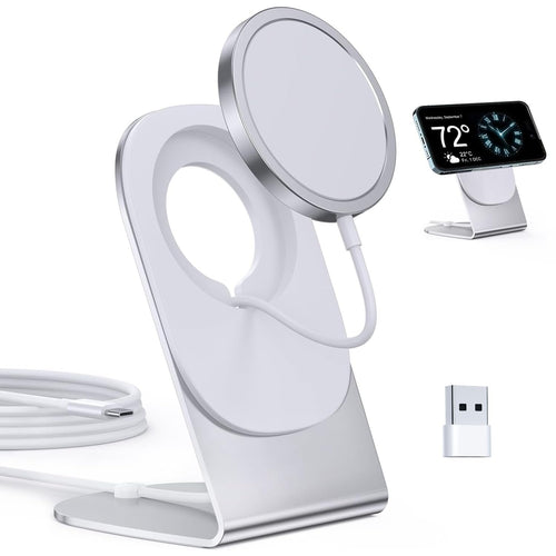 Magnetic Wireless Charger Mag-Safe Charger for iPhone 16/15/14/13/12 Series Convertible Magnet Wireless Charging Stand/Pad with 20W Adapter 5ft Cable for iPhone and AirPods 2/3/Pro 2/Pro