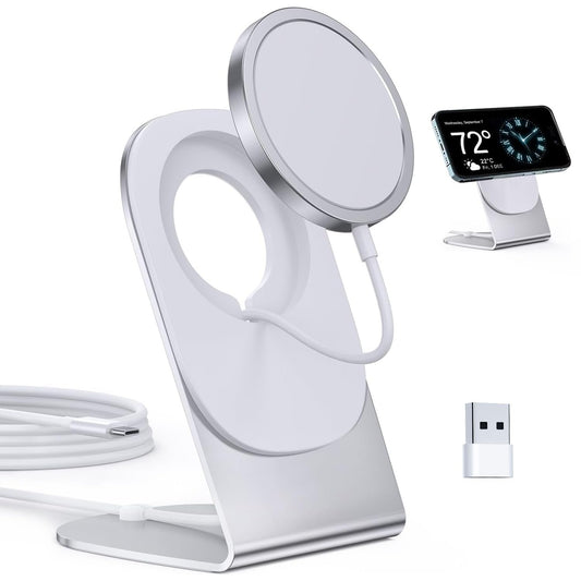 Magnetic Wireless Charger Mag-Safe Charger for iPhone 16/15/14/13/12 Series Convertible Magnet Wireless Charging Stand/Pad with 20W Adapter 5ft Cable for iPhone and AirPods 2/3/Pro 2/Pro
