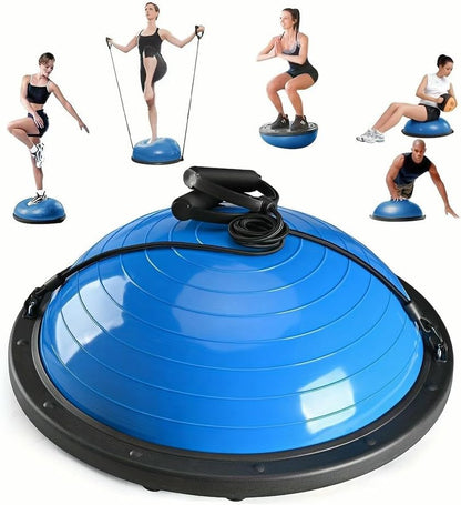 ZBDZSW Palla da Fitness antideflagrante con Fascia di Resistenza, Pompa per Piedi, Allenatore Muscolare del Core Spesso, Yoga, Pilates, Palestra, allenamenti