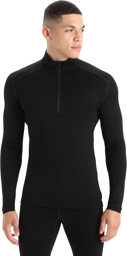 Icebreaker Merino Mens Tech Heavyweight Base Layer Half Zip Pullover Top, New Zealand Merino Wool