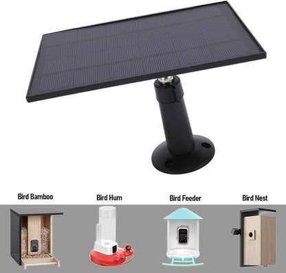 8W Solar Panel Charger, IP66 Water Proof 360 Degree Wall Mounting Solar Charging Panel for Doorbell Security Camera, USB to Type C, 3 Meter Cable, Continuously Power Supply (Black)