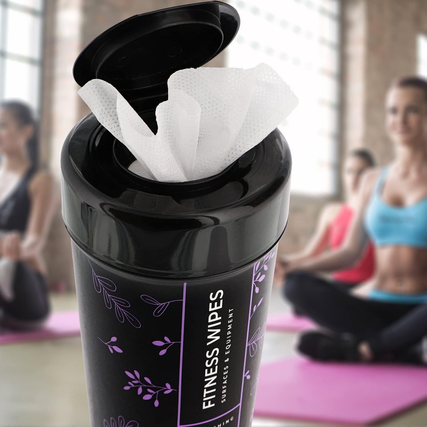 Wipex Natural Gym & Fitness Equipment Wipes for Personal Use - Lavender & Vinegar Scent - for Yoga, Pilates, Dance Studios, Home Gym, Peloton Bike, Sports, Spas (4 Pack/300 Wipes)