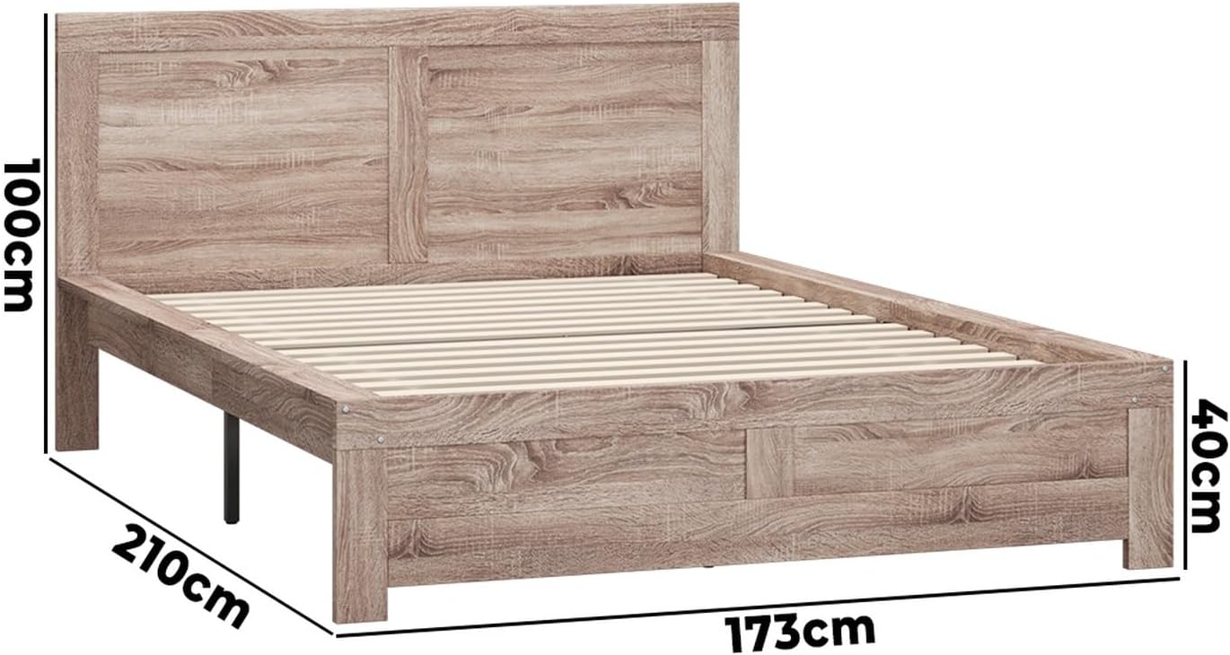 OIKITURE Wooden Bed Frame Queen Size Beds Platform, Bed Frame Platform with High Bed Leg, Compatible with Australian-Sized Mattresses, 210X173X100cm