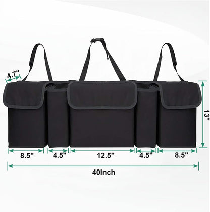 Enstiler Car Organizer with 5 Large Storage Pockets, Backseat Hanging Trunk Organizer for SUV, Truck, Van, Sedan - Space Saving Expert