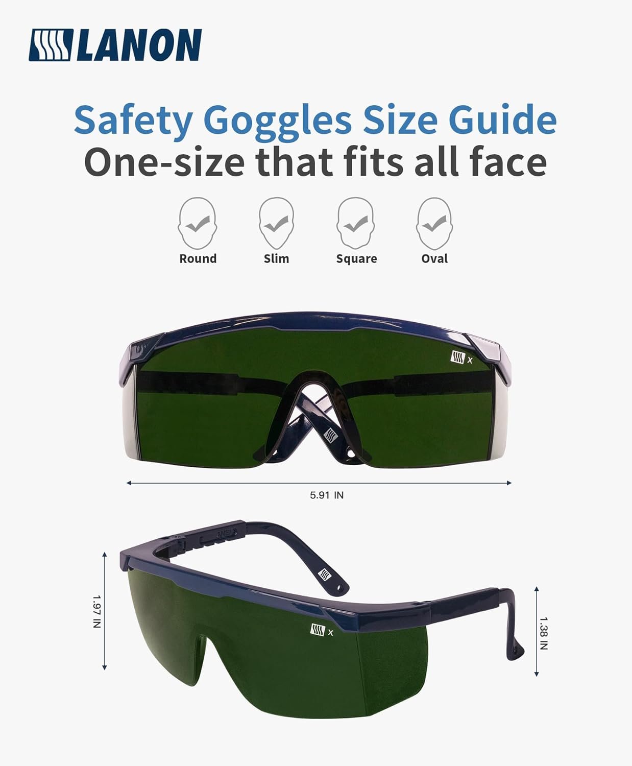 LANON Welding Safety Glasses,IR Filter Shade 5.0 Lens,Anti-Scratch & Anti-Impact,ANSI Z87.1 Double-sided Antifog,Wrap-Around Protective Safety Goggles,UV Protection