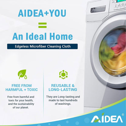AIDEA Microfiber Cleaning Cloth, 100PK, Soft Absorbent Rags, Microfiber Towels for Cars, Kitchen Towels, Dusting Cloth for Home, Window, Cleaning Supplies, 12"×12"