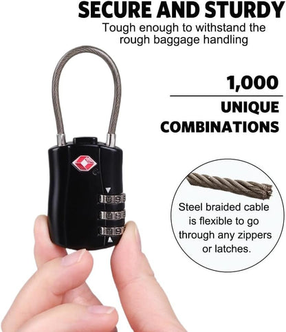 TSA Approved Luggage Combination Locks,T Tersely 2 Pack Travel Suitcase Lock with Zinc Alloy Body Resettable Password Code Padlock for Toolbox, Bag, Backpack, Suit Case, Lockers, Gym, Bike