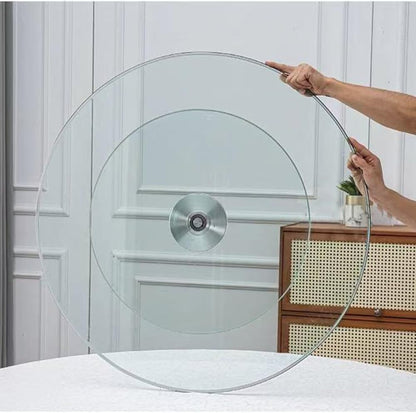 OPOLDBDMAC Tabletop Lazy Susan Turntable 28in 30in 36in 40in Round Serving Tray for Restaurant，Swivel Plate Tempered Glass Rotating Tray for Dining Table，Share Food(90cm-36inch)