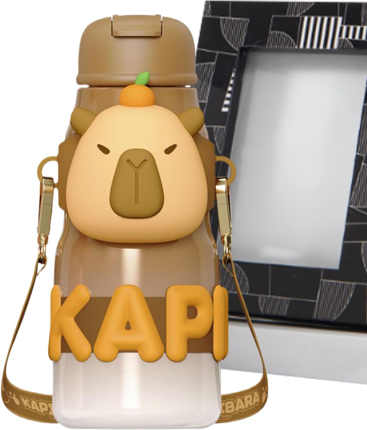 Capybara Water Bottle Cute - Insulated Water Bottle | Large Capacity Thermal Drinking Cup, Stainless Steel Travel Mug for Cycling Running