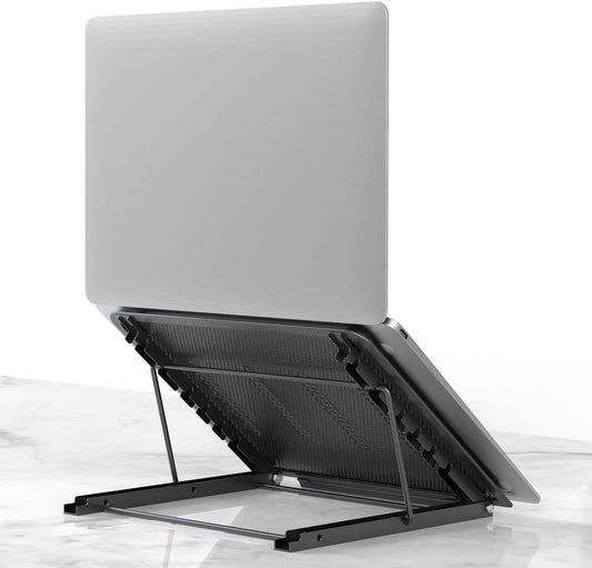 Lidasen Laptop Stand Tablet,Foldable Portable Ventilated Desktop Laptop Holder, Cooling Stand (10"-15.6") compatible with Dell XPS, HP, Lenovo,Universal Lightweight&Adjustable Ergonomic Tray (Black)