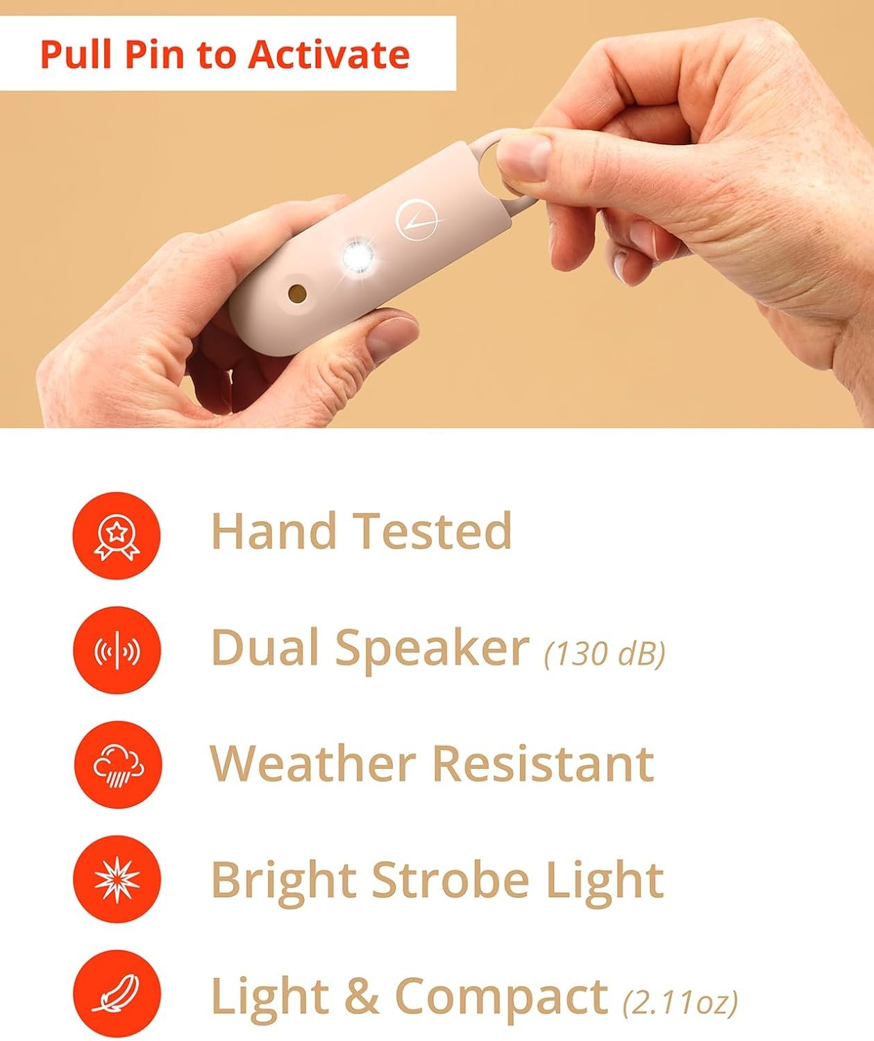 Vantamo Personal Alarm with Strobe LED Light, Extra Loud 130dB Self Defense Keychain with 2 Dynamics, Unique Safety Keychain for Women with Keyring for Bag or Backpack & Low Battery Notice