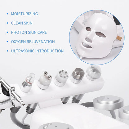 Hydrogen and Oxygen Beauty Tool 7 in 1 Vacuum Face Cleansing Water Oxygen Machine Clean Skincare Lift String Blackheads Device with 8IN1 Mask