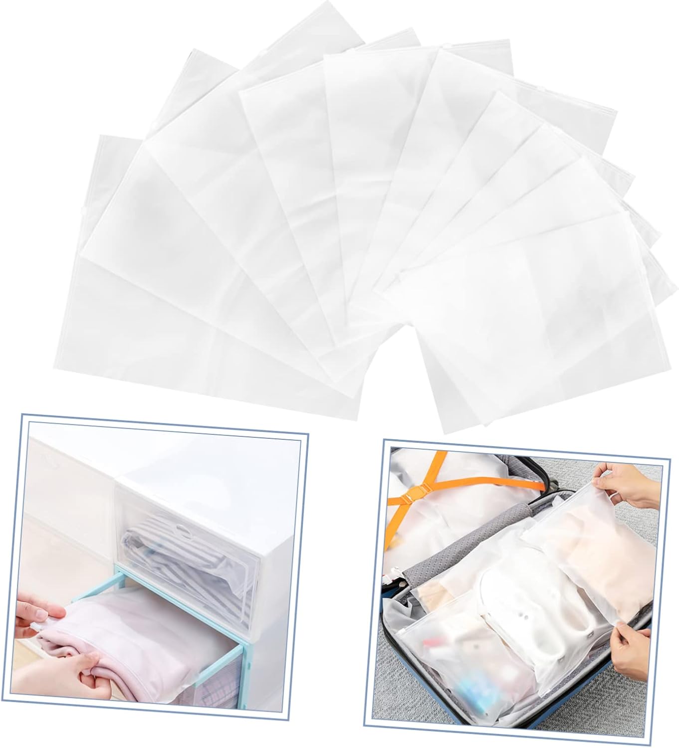 Yardenfun 10pcs Travel Storage Bags Zipper Sealed Packing Pouches for Clothes Socks and Underwear Transparent Design for Easy Organization and Suitcase Packing