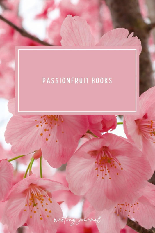 Passionfruit Books Sakura Tree Light Pink Blossoms Writing Journal, 120 pages, 6” x 9” inches, multicolor glossy cover