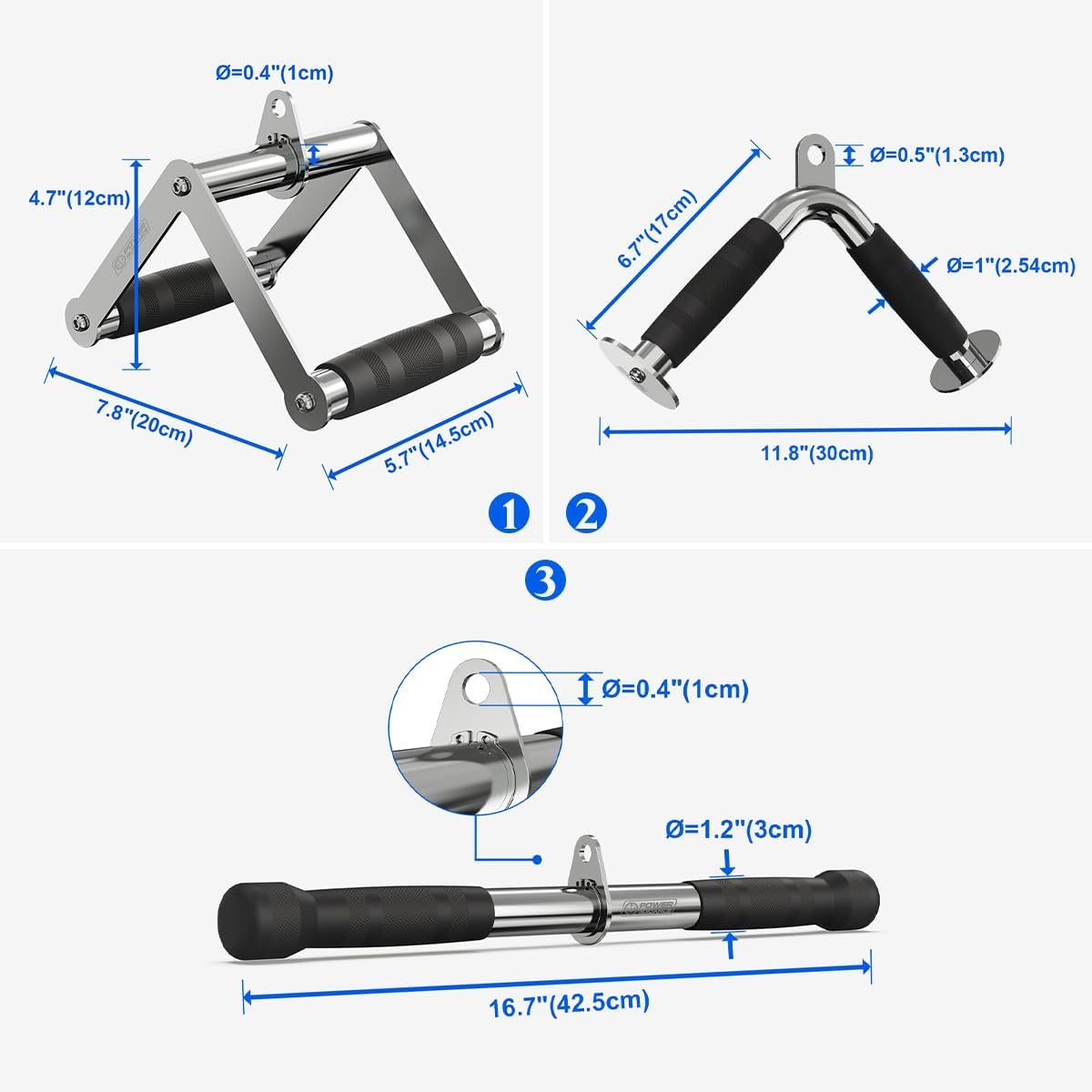 POWER GUIDANCE Triceps Pull Down Attachment, Cable Machine Accessories for Home Gym, LAT Pull Down Attachments - Triceps Rope, LAT Pull Down Bar