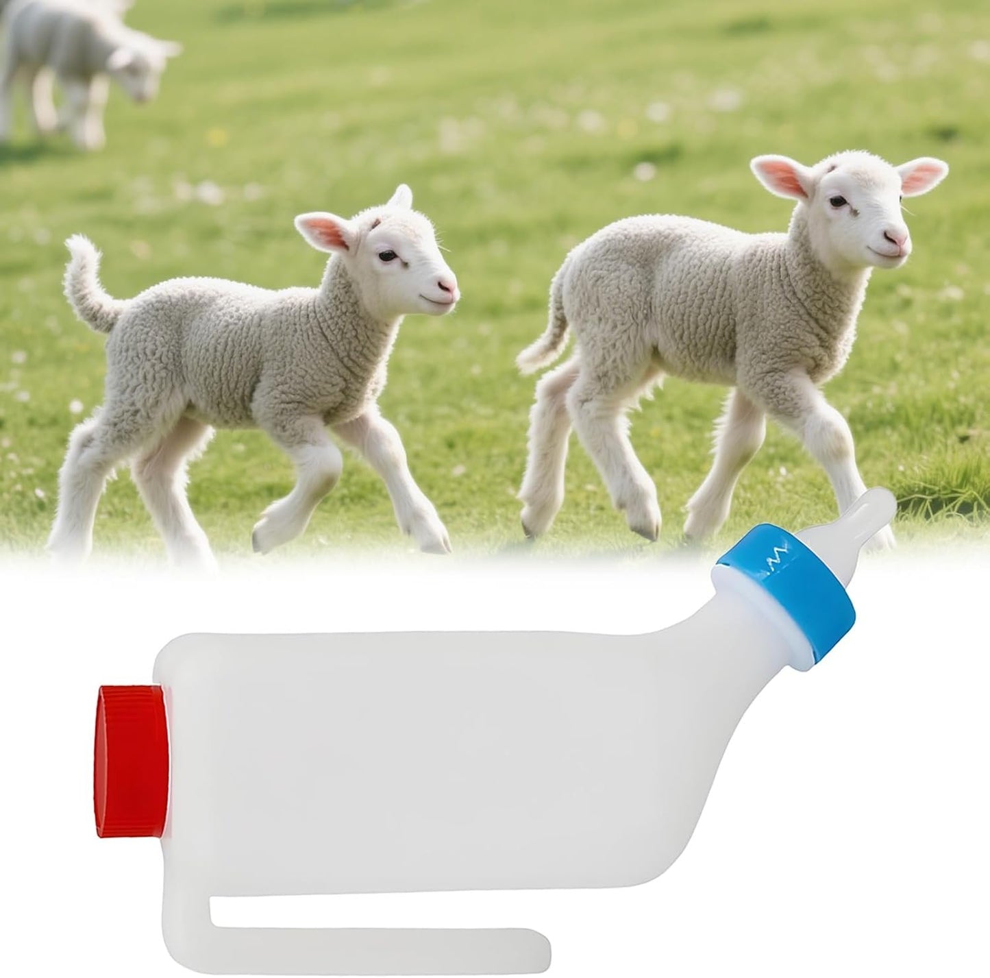 Lamb Feeding Bottle - Lamb Feeding Milk Bottle with Measurements - Large Capacity Kid Goat Drinking Feeder Animal Milk Nipple for Miniature Horse Farm Calves