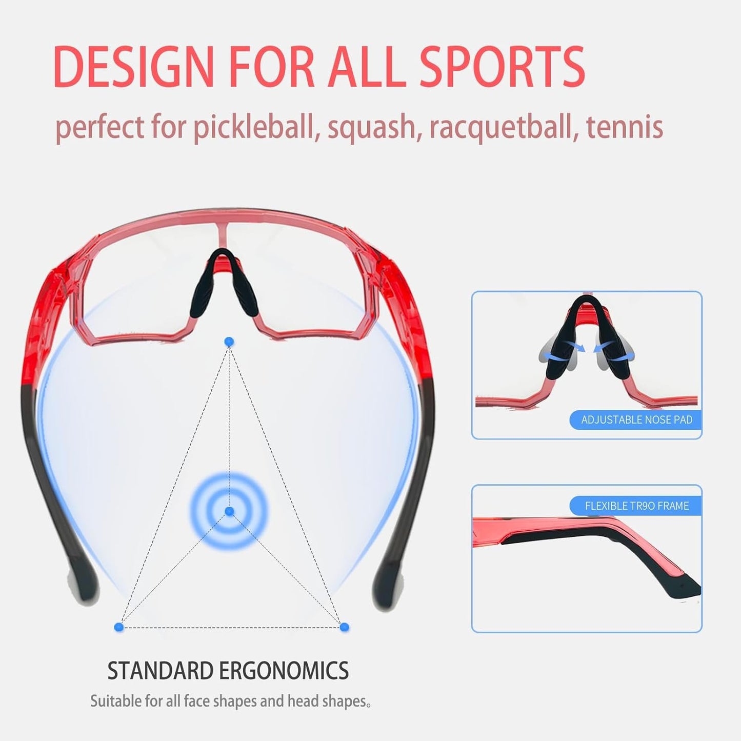 Wynthorix Pickleball Glasses for Women Teens Protective Eyewear Safety ANSI Z87.1 Tennis Squash Racquetball Goggles